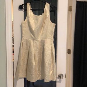 gold floral print dress